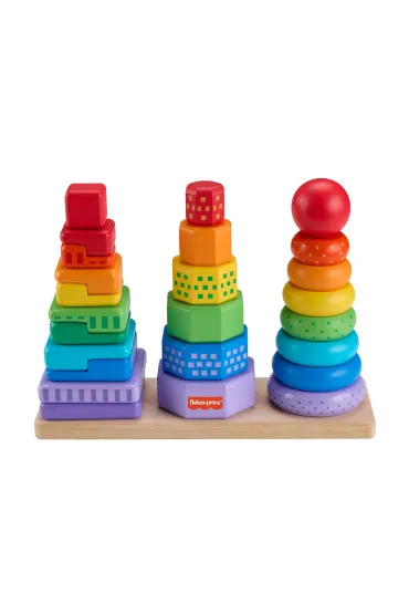 Fisher-Price. Drewniane piramidki Sorter kszta�t�w Mattel