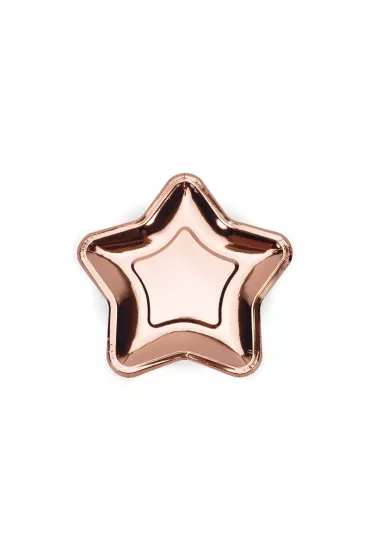 PartyDeco Talerzyki gwiazdki r�owe z�oto 18cm 6 szt.