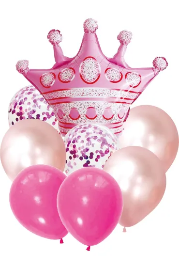 GoParty Zestaw balon�w Korona r�owe z�oto 9el