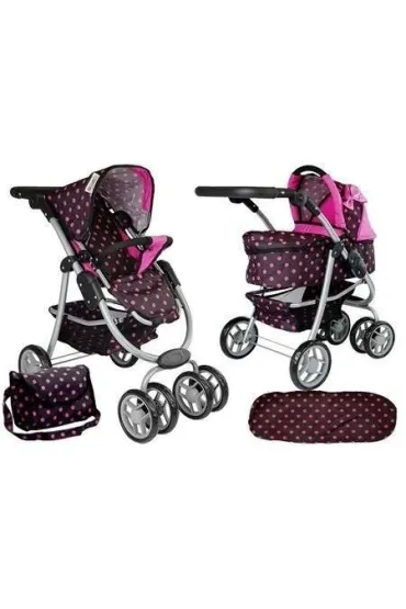 LeanToys W�zek spacer�wka 2w1 z torb� czarno-r�owy