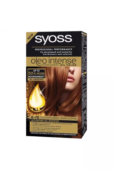 Syoss Oleo Intense farba do w�os�w trwale koloryzuj�ca z olejkami 6-76 Z�ocista Mied�