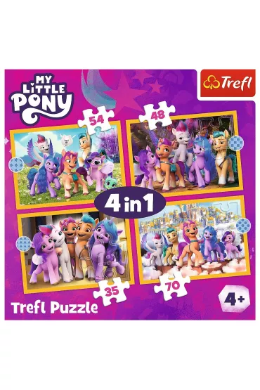 Puzzle 4w1 - Poznaj kucyki Pony (35+48+54+70 el.) Trefl