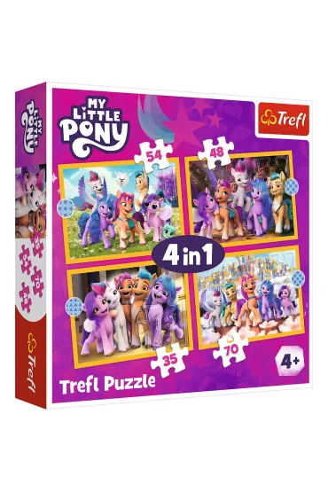 Puzzle 4w1 - Poznaj kucyki Pony (35+48+54+70 el.) Trefl