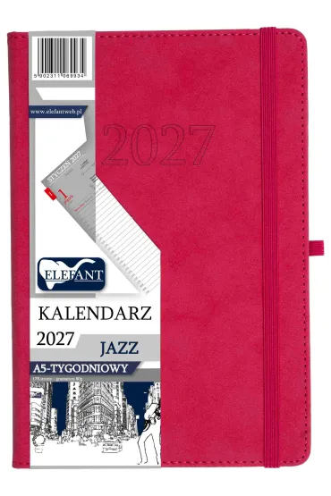 Kalendarz Jazz 2027 A5 tygodniowy r�owy