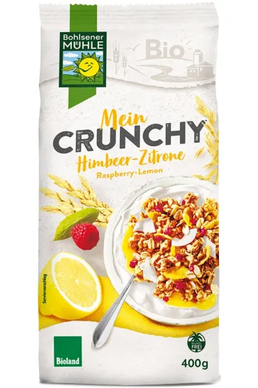 Bohlsener Muehle Crunchy jogurtowo - cytrynowe z malinami 400 g Bio
