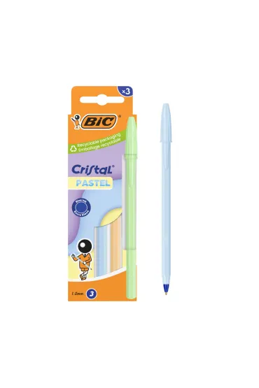 D�ugopis Cristal Pastel 1mm niebieski 3 szt BIC