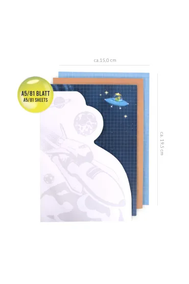 Trendhaus Zeszyt A5 �wiec�cy w ciemno�ci Space Adventure kratka, linia, czysty 81 kartek