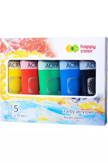 Happy Color Zestaw farb akrylowych MIX A 5 kolor�w x 75 ml