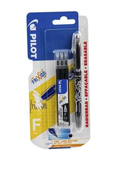 Pi�ro kulkowe Frixion Pilot 0,5 czarne+ 3x wk�ady blister