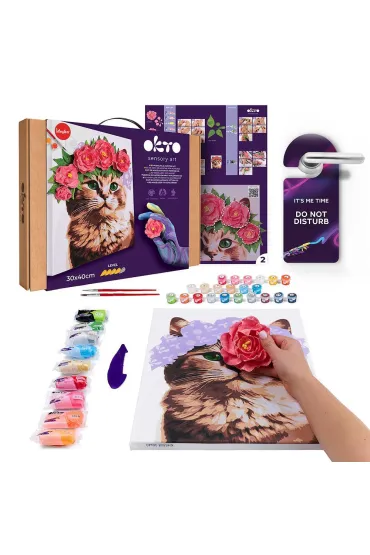 Sensory Art Okto Zestaw do modelowania i malowania 3D Kot w wianku z kwiat�w 30x40 cm