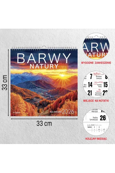Opress Kalendarz 2026 wieloplanszowy kwadrat Barwy Natury