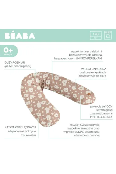Beaba Ergonomiczna poduszka rogal dla kobiet w ciy i karmicych Big Flopsy ™ Print Jersey Savannah Bloom