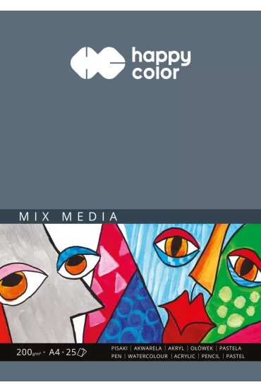 Happy Color Blok MIX MEDIA, ART, bia�y, A4, 200g, 25 arkuszy 200 g 25 kartek