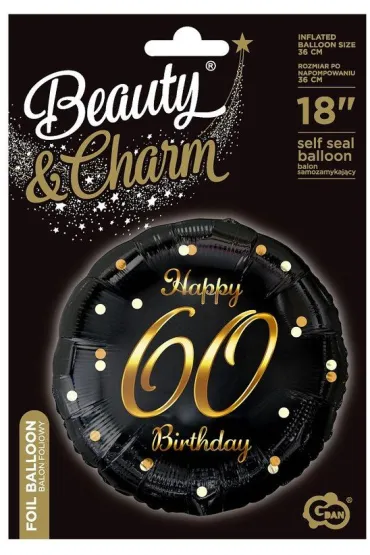 Godan Balon foliowy B&C Happy 60 Birthday czarny, z�oty