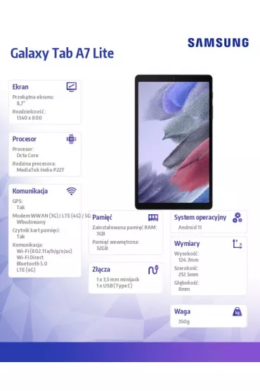 Samsung Tablet T225 TAB A7 Lite 8,7 LTE 3/32GB