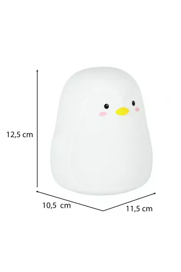 Lampka nocna dla dzieci silikonowa dotykowa mikka LED biaa RGB pingwinek