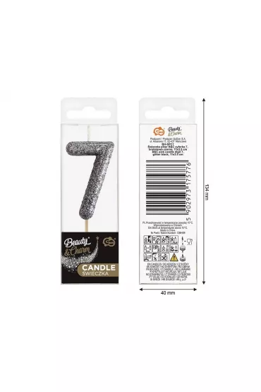 Godan �wieczka na tort cyfra 7 brokatowa 11.5x3.5cm