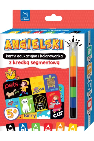 ANGIELSKI karty edukacyjne i kolorowanka z kredk� segmentow�. Ucz� si� i koloruj� 5+