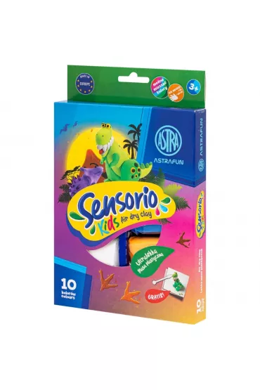 Sensorio Kids, Lekka masa plastyczna Dinozaury, 10 kolor�w Astra