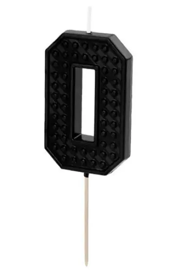 PartyDeco �wieczka urodzinowa 0 czarna 6cm