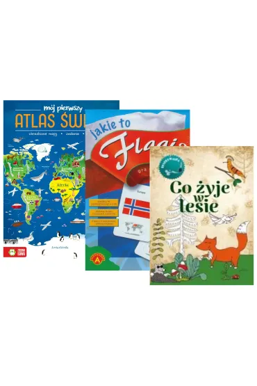 Pakiet Maego Odkrywcy: Mj pierwszy atlas wiata, Co yje w lesie. Kolorowanka, Jakie to flagi?