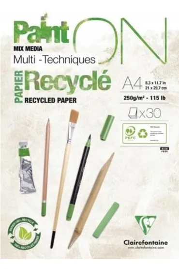 Clairefontaine Blok A4 papier z recyklingu 250g 30ark