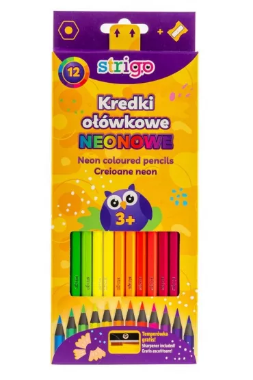 Strigo Kredki owkowe czarne drewno + temperwka 12 szt.
