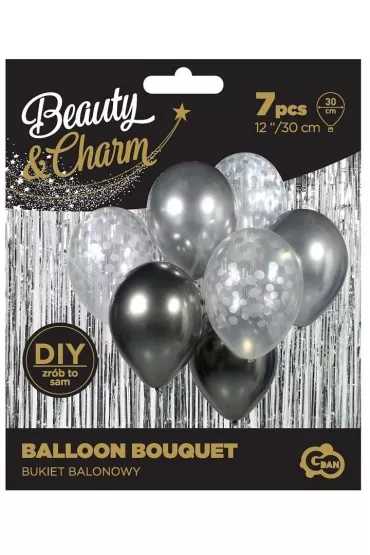 Godan Bukiet balonowy Beauty&Charm srebrno-grafitowy 30 cm