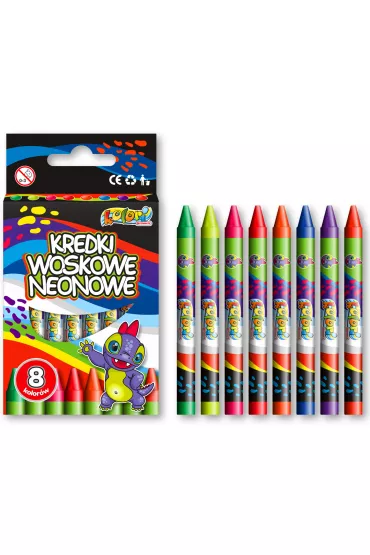 Penmate Kolori Premium Kredki woskowe neonowe Dino 8 szt.