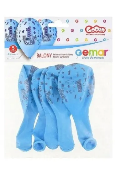 Godan Balony Premium Hel Mam Ju� Roczek, niebieskie 13" 5 szt.