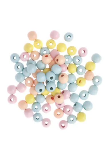 Dalprint Koraliki drewniane kulki pastelowe 12mm, 40g