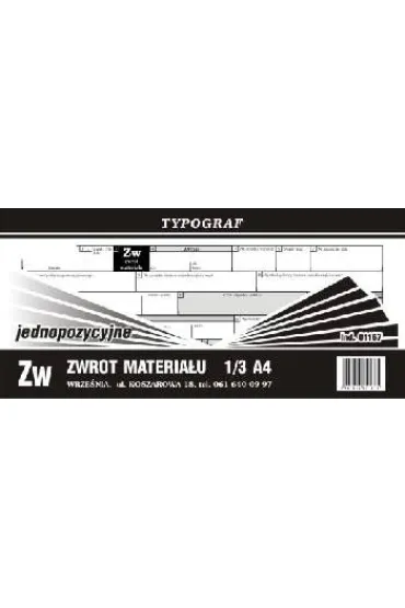 Druki samokopiuj�ce Typograf zw-zwrot materia�u 1/3 A4 1 pozycyjne (s) (01167)