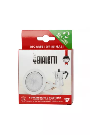 Bialetti Uszczelka (3 szt.) + sitko do kawiarek aluminiowych 3-4tz