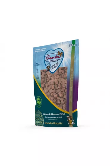 Renske Natural Petfood Crunchy Biscuits Chicken with Turkey and Duck - kurczak z indykiem i kaczk ciasteczka dla psa 200 g