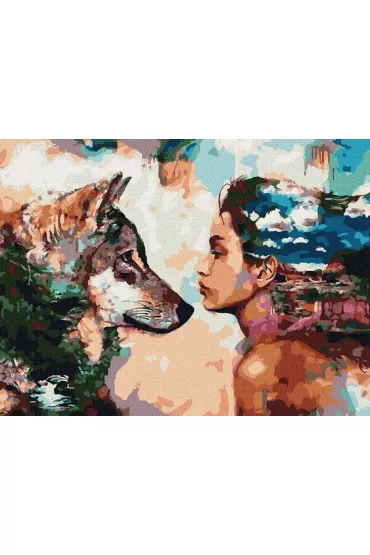 Twoje Hobby Malowanie po numerach - Wilk i kobieta 40x50cm