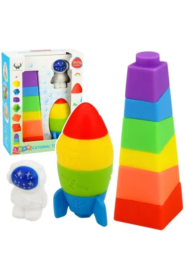 Zestaw klocki gumowe wie�a + kosmonauta 11el.