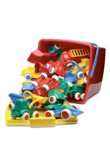 Pojazdy w wiaderku maxi. 18 element�w Viking Toys