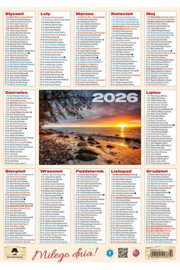 Kalendarz 2026 listkowy B4