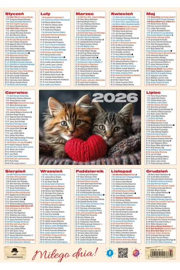 Kalendarz 2026 listkowy B4