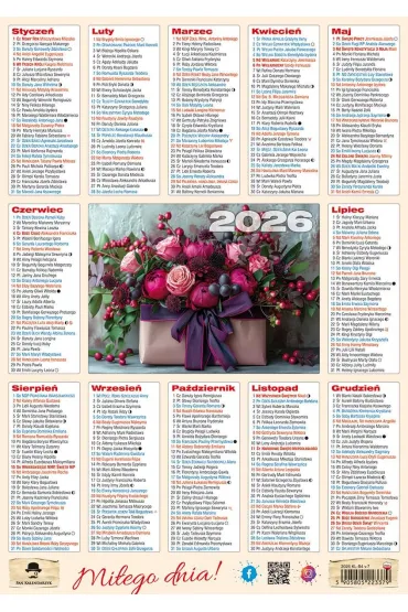 Kalendarz 2026 listkowy B4