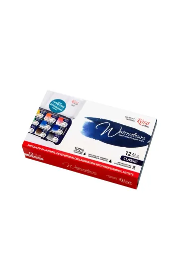 Rosa Farby akwarelowe w kostkach classic w metalowej kasetce 12 kolor�w 30 ml
