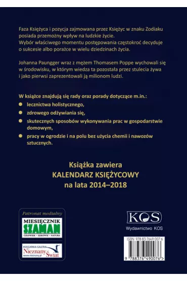 �ycie W Harmonii Z Rytmami Ksi�yca 2014-2018 - Johanna Paungger, Paungger Johanna, Thomas Poppe, Poppe Thomas 