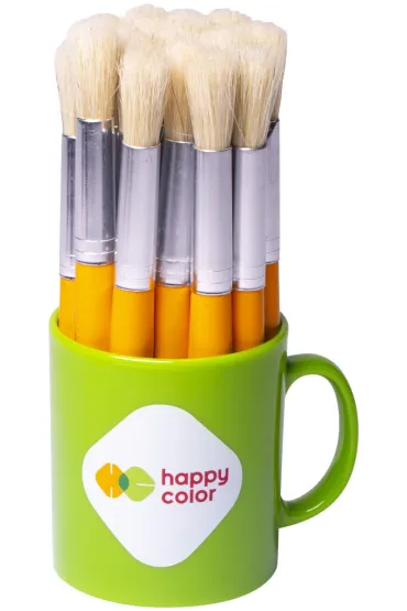 Happy Color P�dzle przedszkolaka, gruby kr�tki dr��ek, szczecina, okr�g�y, kubek 20 sztuk