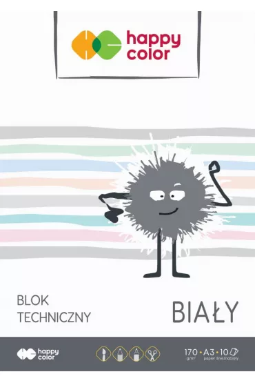 Blok techniczny A3 Happy Color bia�y 170g 10 szt.