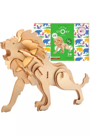 Drewniane Puzzle Model 3D - Lew Robotime