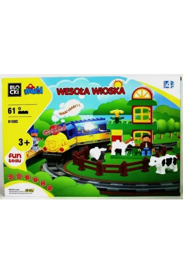 Klocki Weso�a Wioska z kolejk� na baterie Mubi Blocki 61elem. 3+ (6188C)