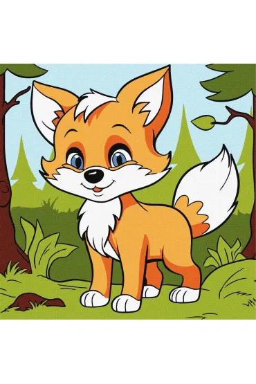Malowanie po numerach - Puszysty lis Kids 25x25cm Ideyka