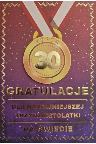Yeku Karnet Urodziny 30 medal damskie