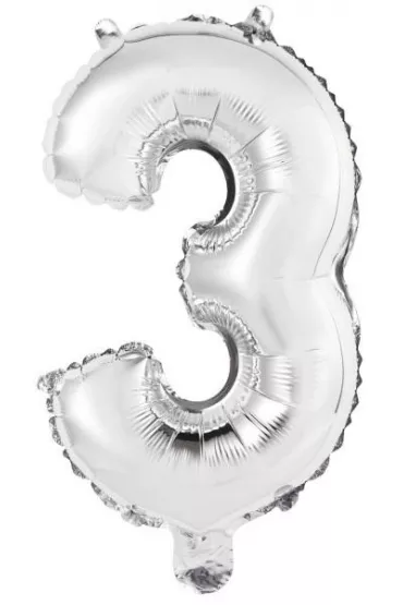 Amscan Balon foliowy mini cyfra 3 srebrna 25x40cm