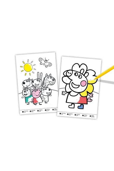 Peppa Pig. Numerkowe kolorowanki. Kolorowe kwiatki